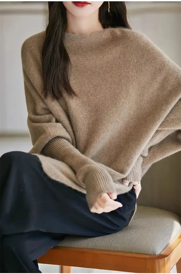 Batwing Sleeve Irregular Knit Sweater