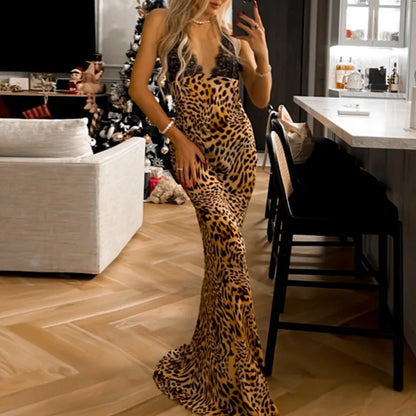 Elegant Floral Halter Maxi Gown