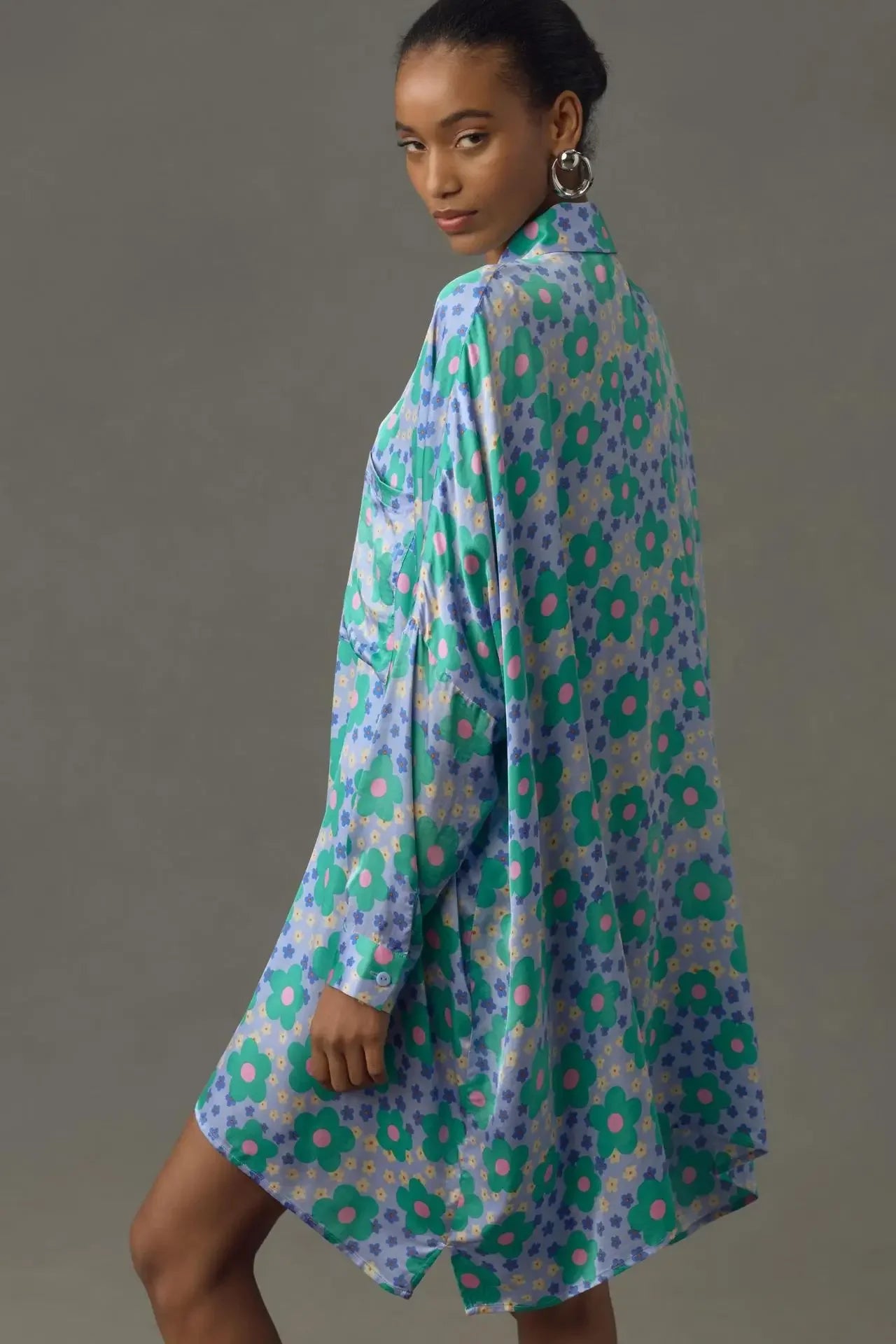 Chic Doodle Print Cardigan Dress