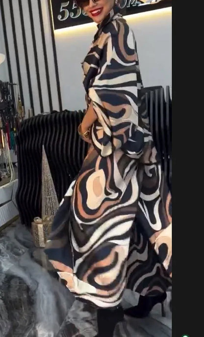 Elegant Printed Top & Wide-Leg Set