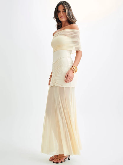 Midnight Allure Strapless Mesh Gown
