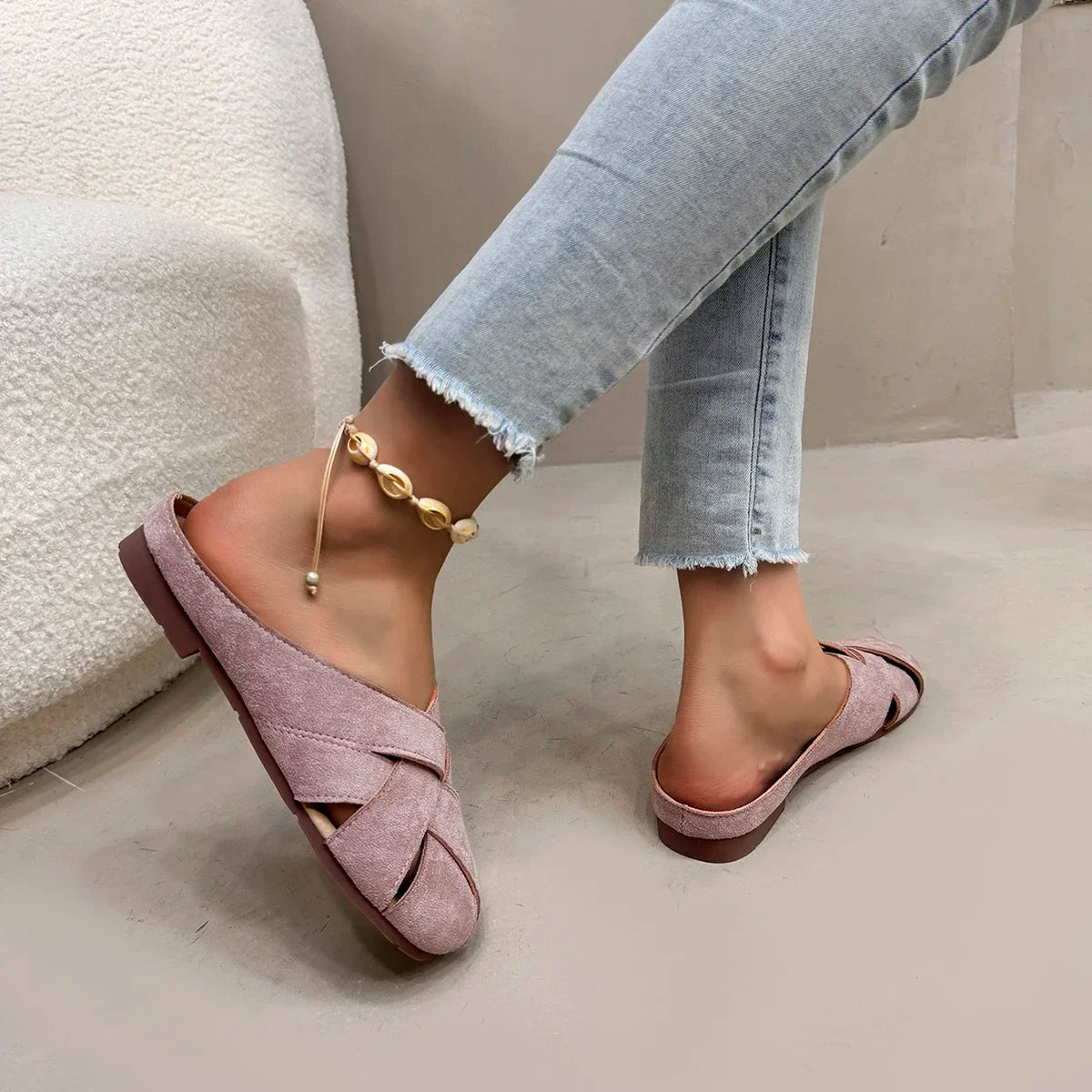Retro Crossover Flat Mules for Women
