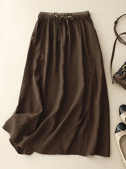 BloomTale Embroidered Patchwork Midi Skirt