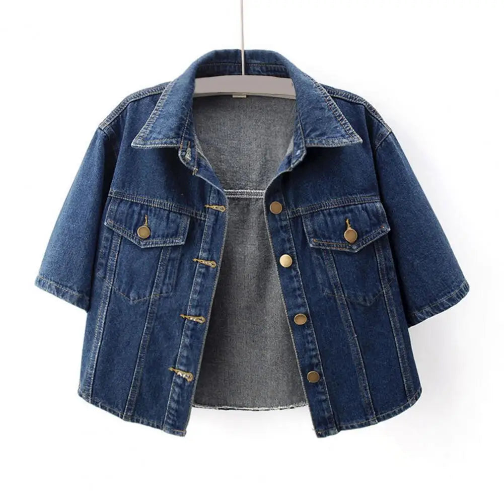 Indigo Muse Cropped Collar Denim Jacket
