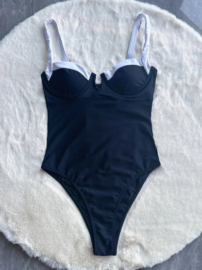 Patchwork Push-Up One Piece Swimsuit