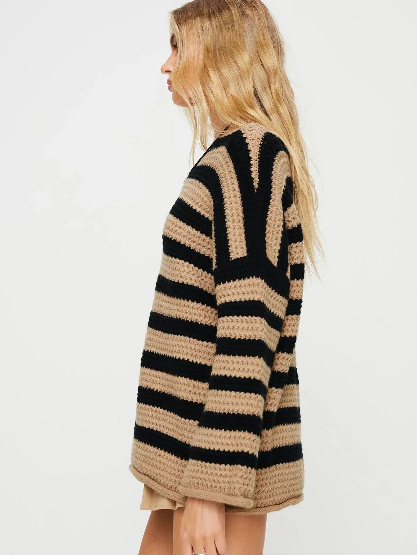 Autumn Stripes V-Neck Knit Pullover