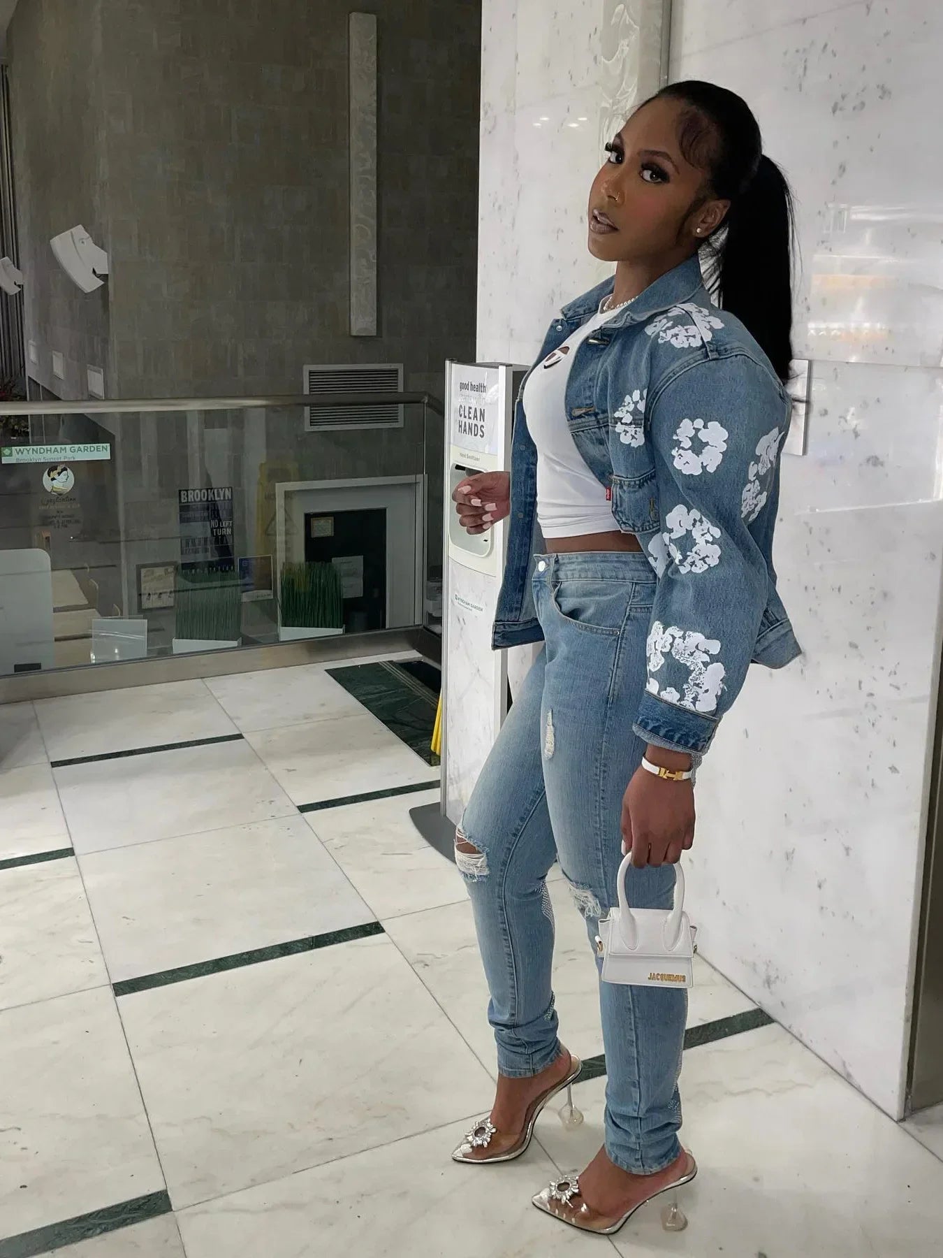 Bloom Fade Floral Denim Street Jacket