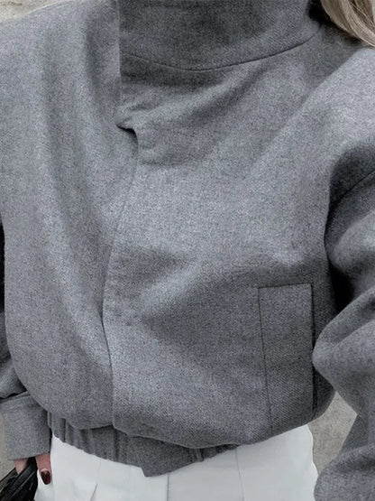 Elegant Gray Woolen Coat