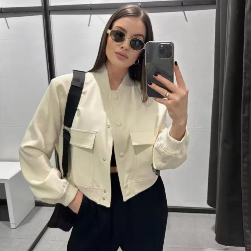 Cropped Bomber Aviator Jacket Women