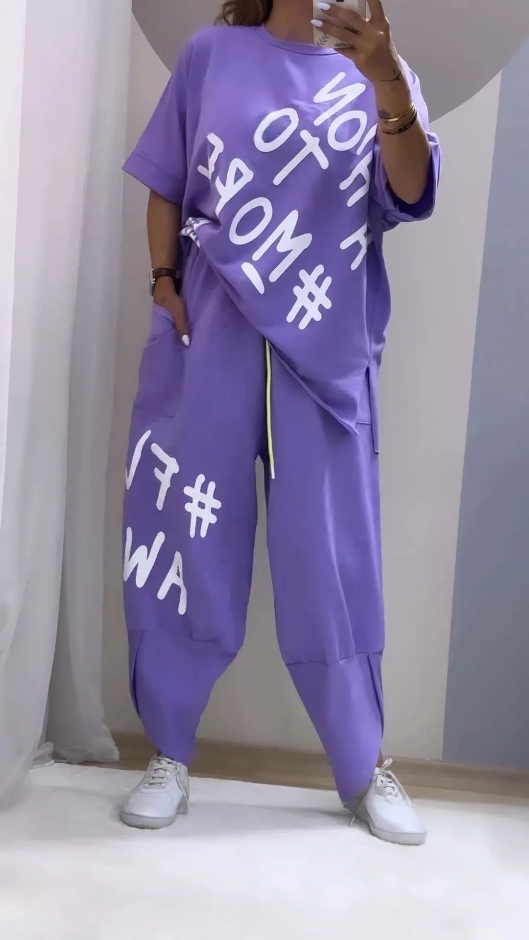 Summer Vibe Letter Print Tracksuit Set