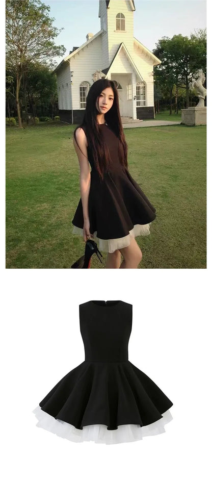 French Hepburn Vest Dress — Slim A-Line Mini Style