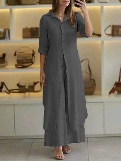 Grace Line Wide-Leg Pant Set