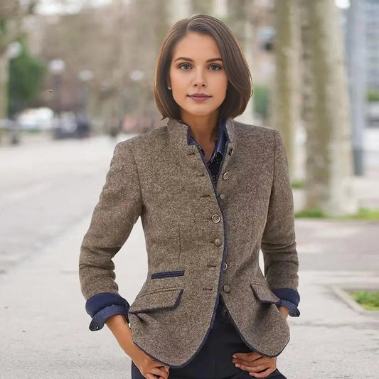 Contrast Color Woolen Cardigan Coat