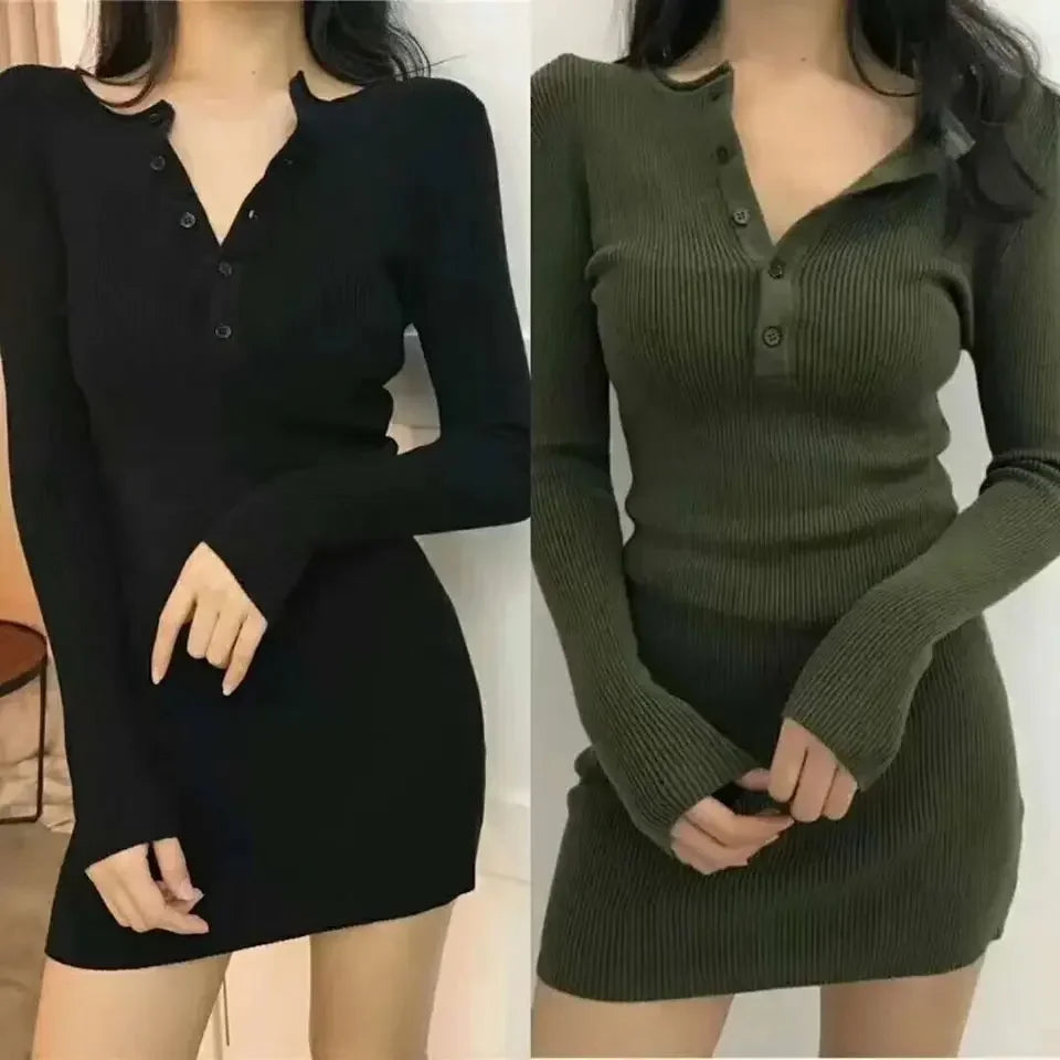 V-Neck Crochet Midi Dress