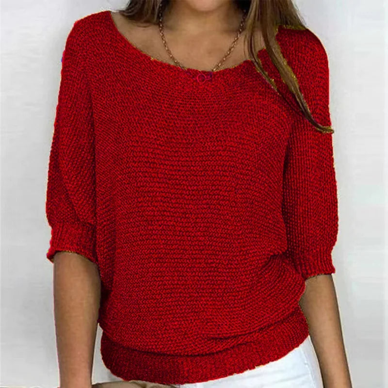 Elegant Spliced Knit Sweater for Women