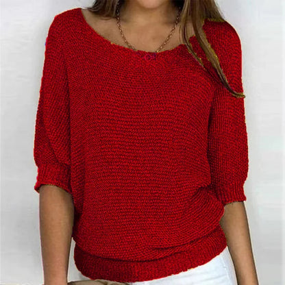 Elegant Spliced Knit Sweater for Women