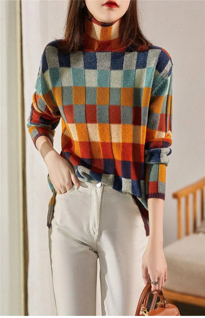 Vintage Plaid Wool Women’s Sweater