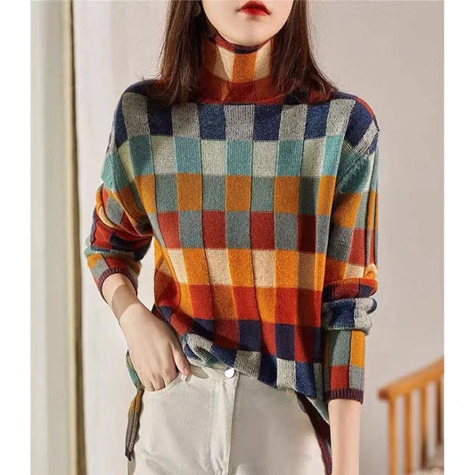 Vintage Plaid Wool Women’s Sweater