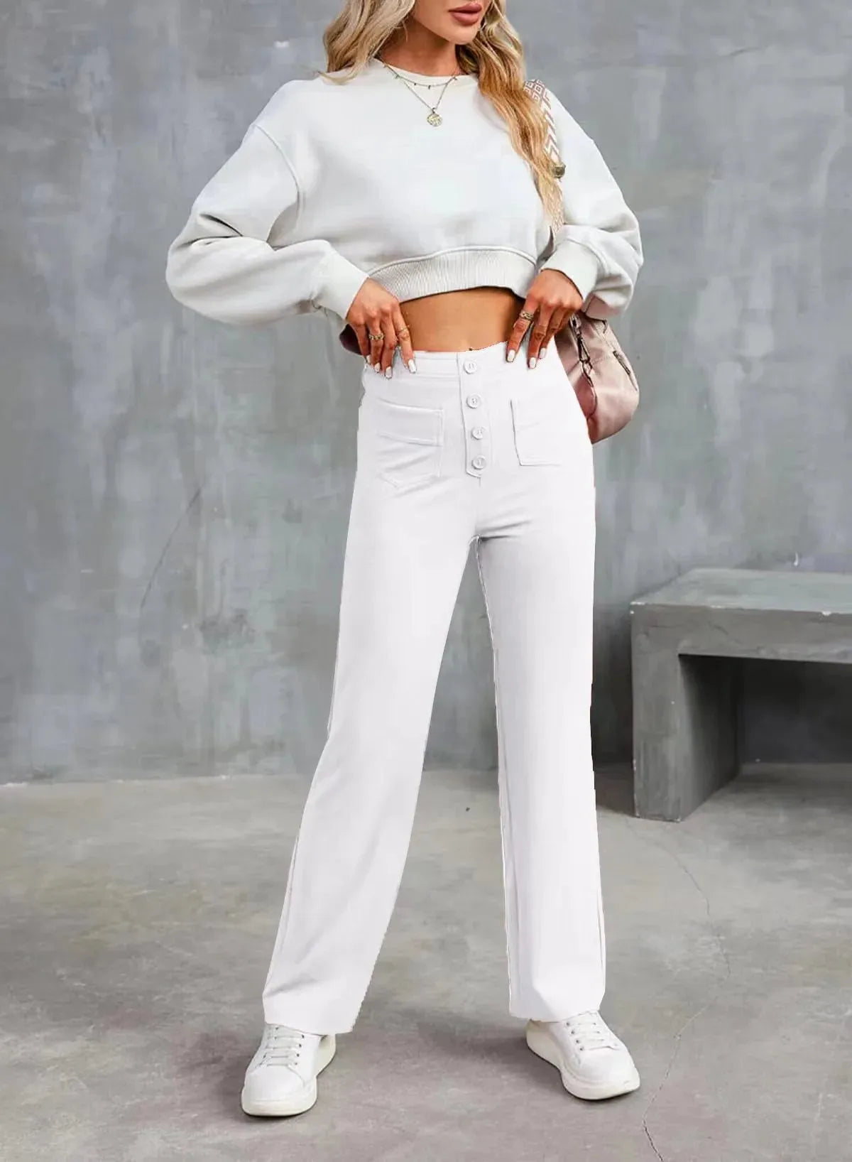 Buttoned Straight-Leg Cargo Pants