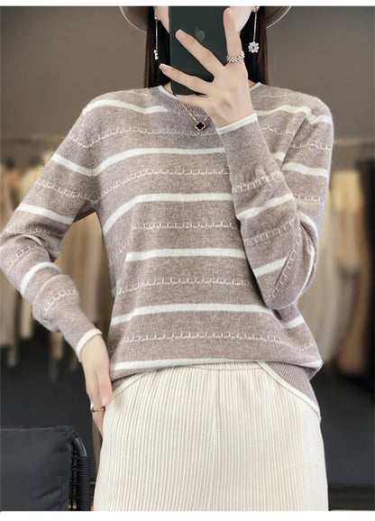 Women’s Striped Cotton Pullover Sweater