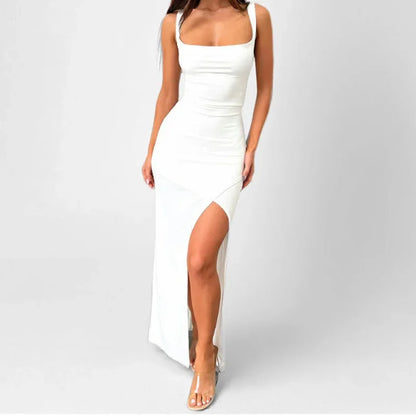 Backless Slit Empire Waist Dress