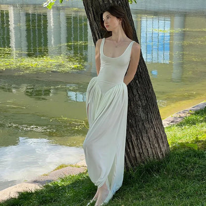 Ruched Low Cut Maxi Dress
