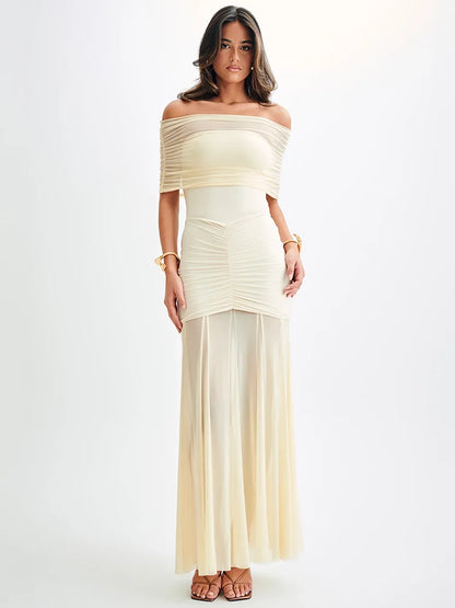 Midnight Allure Strapless Mesh Gown