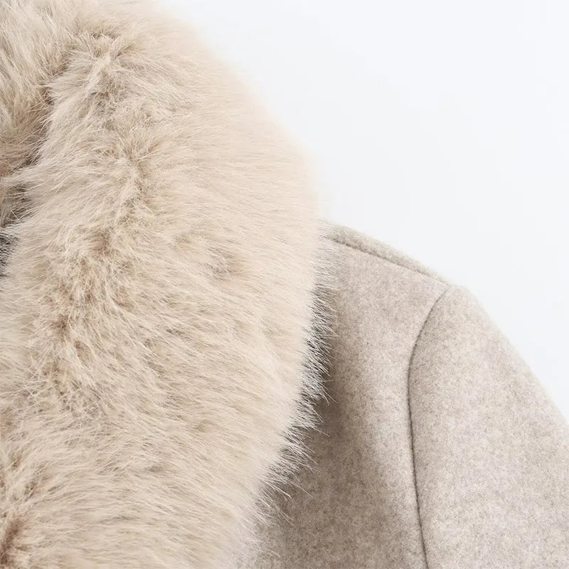 Fur Lapel Wool Overcoat