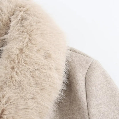 Fur Lapel Wool Overcoat