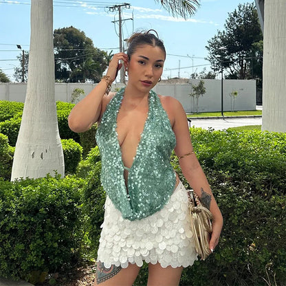 Starlit Glow Sequin Top