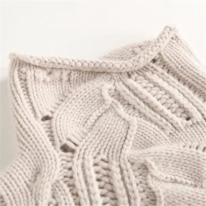 Solid Twist Hollow Knit Sweater