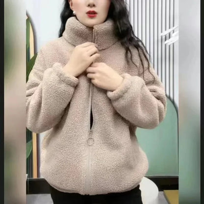 Plus Size Thick Coat — Soft Particle Fleece Outerwear