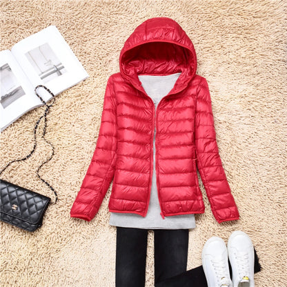 Women's Lightweight Hooded Duck Down Puffer Jacket