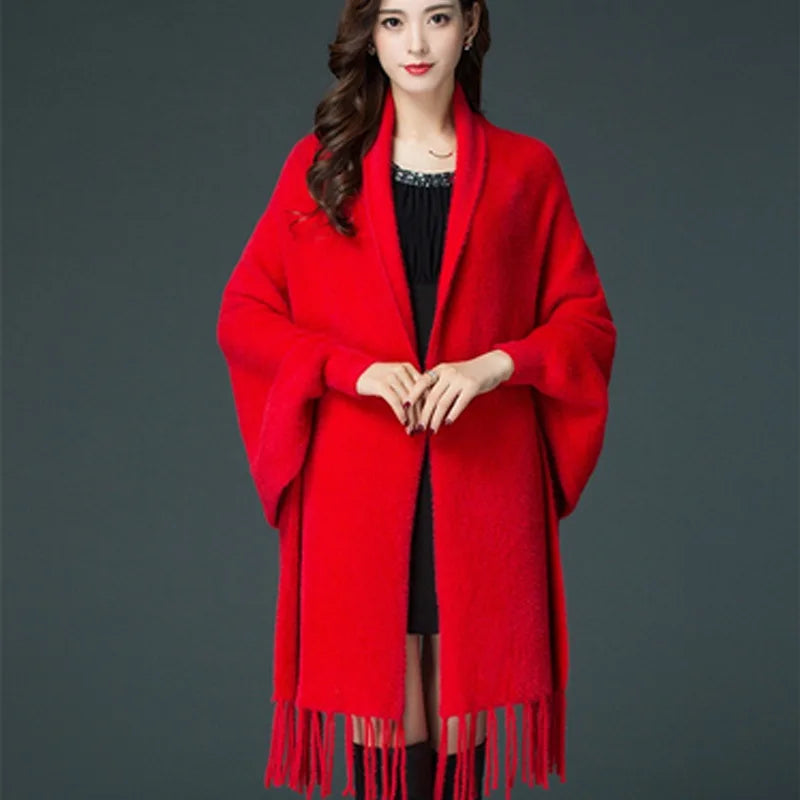Plush Mink Knit Cardigan Cloak