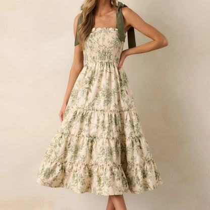 Floral Flare Tie-Shoulder Dress
