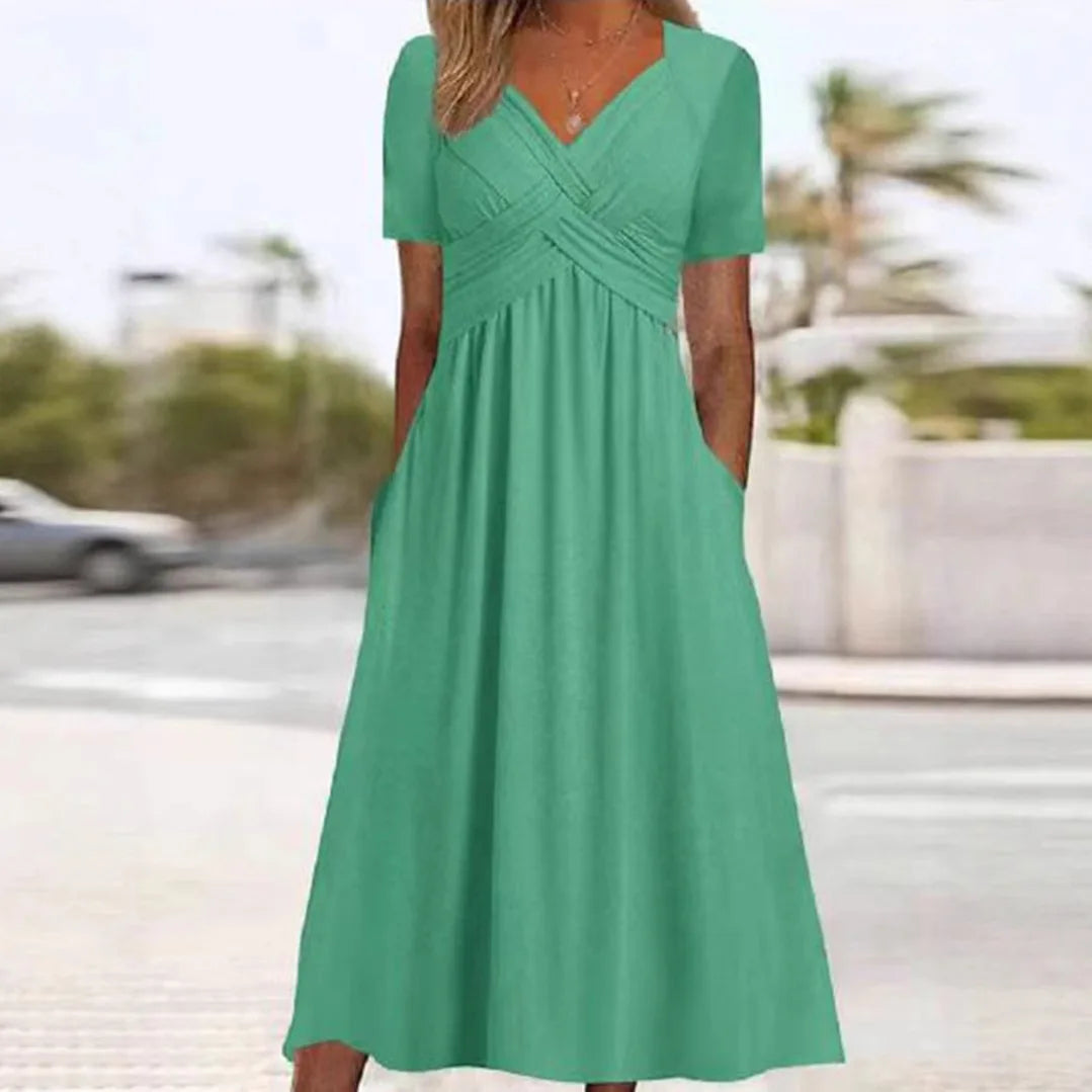 Fashion V Neck Elegant Casual Holiday Beach Dresses