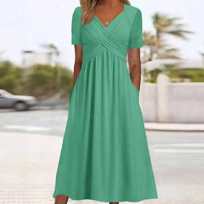 Fashion V Neck Elegant Casual Holiday Beach Dresses