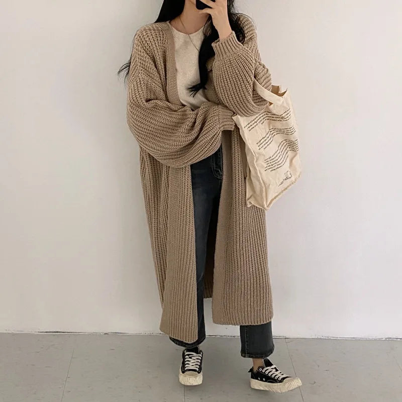 Vintage Cozy Long Knit Cardigan