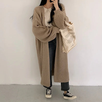 Vintage Cozy Long Knit Cardigan