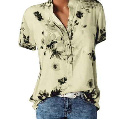 Floral V-Neck Summer Tee for Women