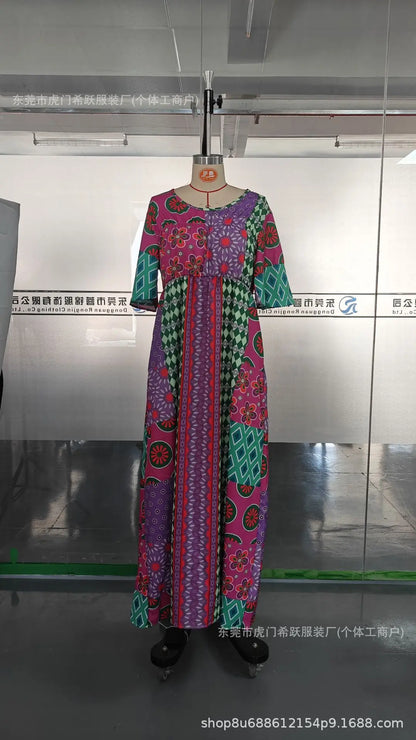 Boho Grace Retro V-Neck Dress