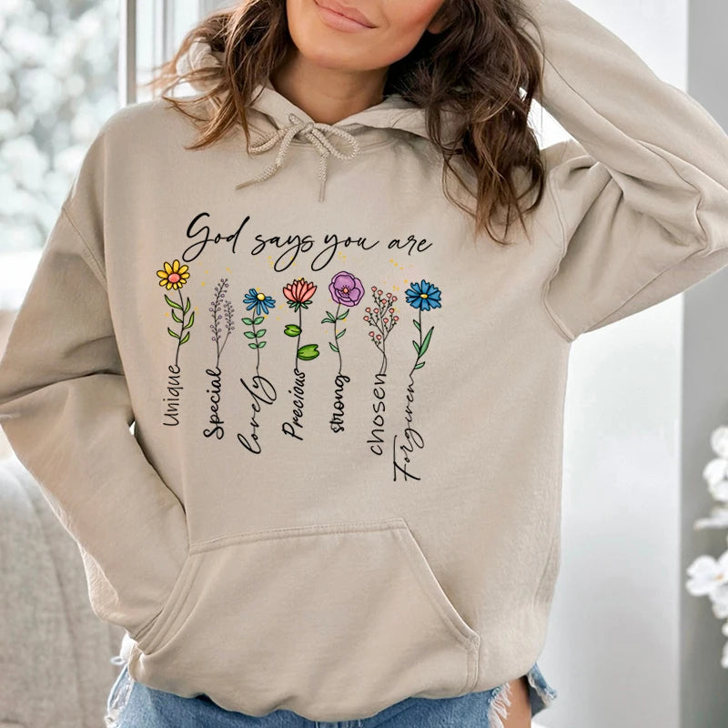Funny Flower Print Hooded Sweatshirt