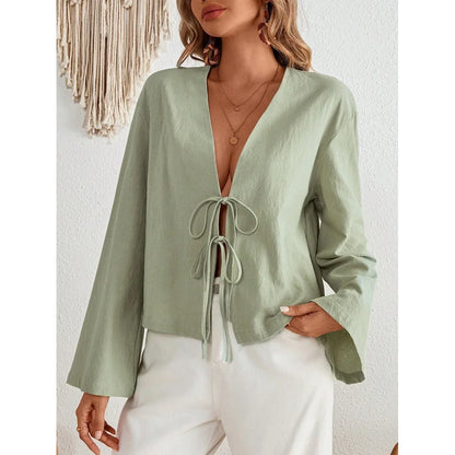 INS Style Cotton V-Neck Top