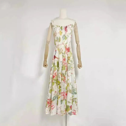Sunlit Bloom Hollow Waist Maxi Dress