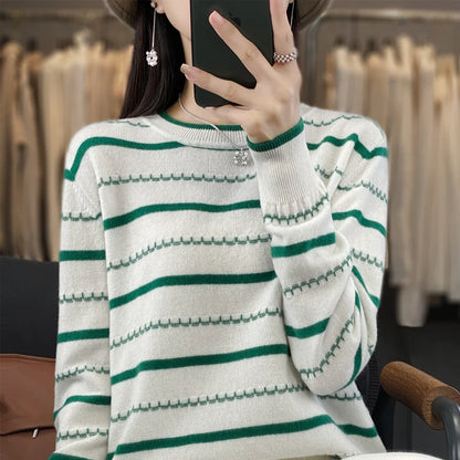 Women’s Striped Cotton Pullover Sweater