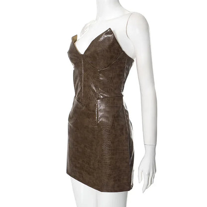 Midnight Luxe Strapless Leather Dress