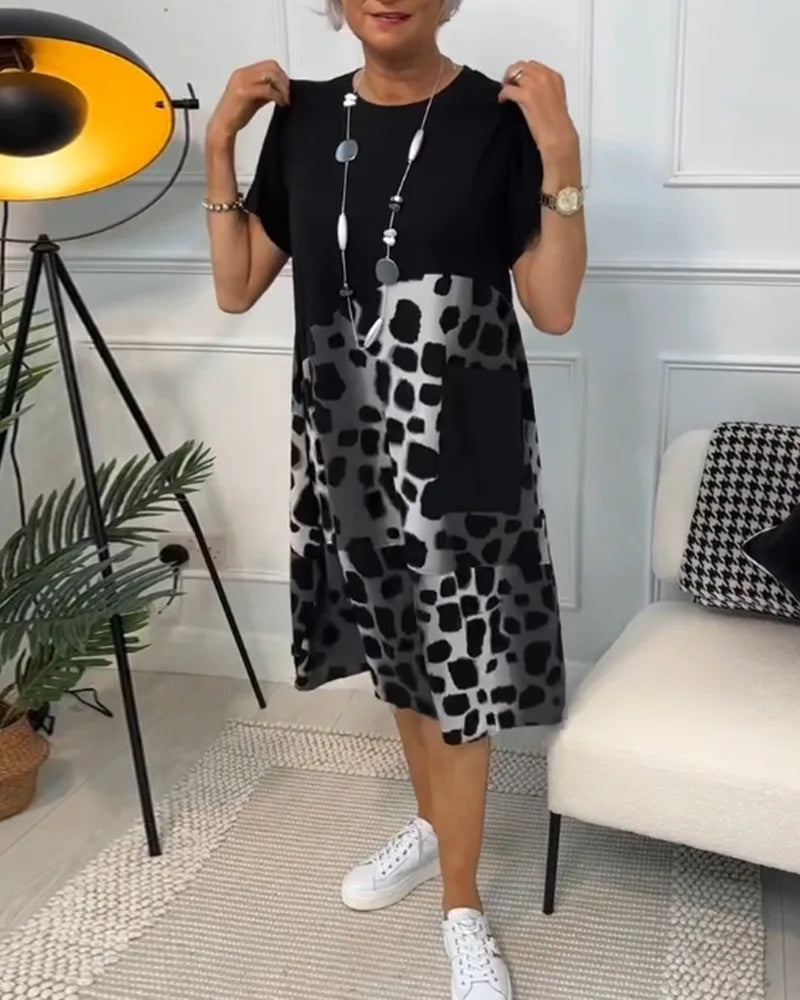 Leopard Print A-Line Midi Dress
