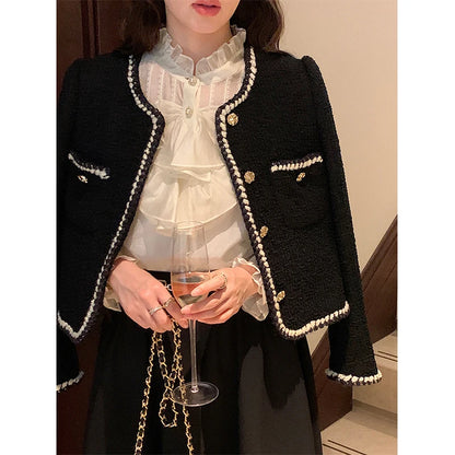 Cropped Tweed Blazer Jacket