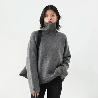 Women's Loose-Fit Turtleneck Knit Sweater