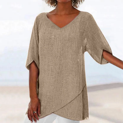 Blue Cotton V-Neck